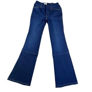 Pilcro Anthropologie Womens 24T Dark Wash Flare Seam Detail Jeans High Rise Blue